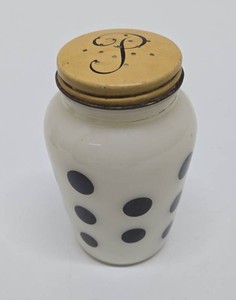 Vintage Fire King Black &amp White Polka-Dot Large Sized Pepper Shaker