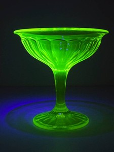 Vintage Yellow Vaseline Glass Pedestal Bowl