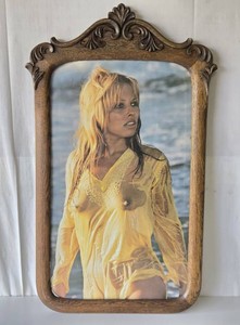 Nice Vintage Oak Wall Mirror Frame wPicture of Pamela Anderson&nbsp