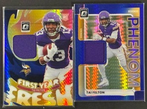 Tai Felton Vikings RC Memorabilia Jersey Cards - 2 Cards