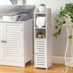 AOJEZOR Toilet Paper Holder Stand Small Space Bathroom Storage for Renters