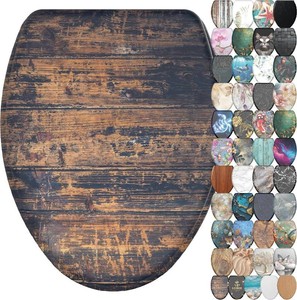 Sanilo Wooden Toilet Seat with Quick Release & Soft Close ELONGATED Decorative & Slow Close Molded Wood Seat - With One Click for Easy Installation & Cleaning - With Adjustable Fit (Vintage)