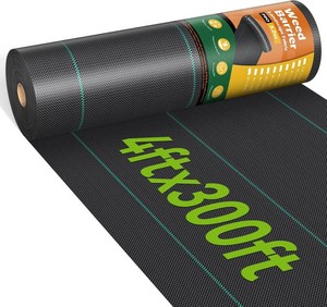 iropro 4ftx300ft Weed Barrier Fabric 3.2oz Landscape Fabric Heavy Duty, Woven Weed Barrier Control Cloth, Landscaping Fabric for Underlayment, Gardening Ground, Driveway Weed Block Cover Mat