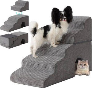 Ahpmeoa Dog Stairs for Bed 23 H, 5-Step Dog Steps for High Bed, Grey