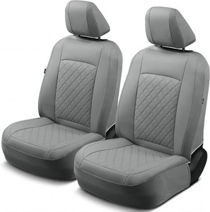 GIANT PANDA 2PCS Front Car Seat Cover for Toyota Rav4 Camry Highlander Corolla Prius Corolla Cross Venza Avalon, Faux Leather Bucket Seat Covers (Grey)