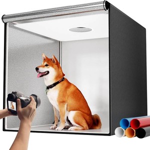 $120 Photo Studio Light Box for Photography Takerers 32x32 Inch 210 LED Large Lightbox for Product with 3 Stepless Dimming Light Panel, Professional Background Shooting Tent with 5 Color Backdrops