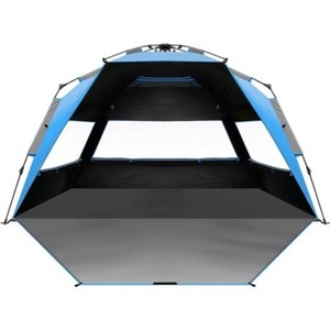 OutdoorMaster Beach Tent with Blackout Shelter Technology, Portable Sun Shade Shelter 4 Person, Pop Up Beach Tents with UPF 50 UV Protection, 9.5mm Thick Pole, 3 Ventilating Mesh Windows