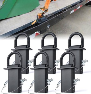 58 Heavy-Duty Stake Pocket D Rings with Anti-Loss Cord  Adjustable 18,000 lbs Trailer Stake Pocket Tie-Down Utility for Flatbed Trucks and Trailers  4 Adjustable Holes  6 Pack