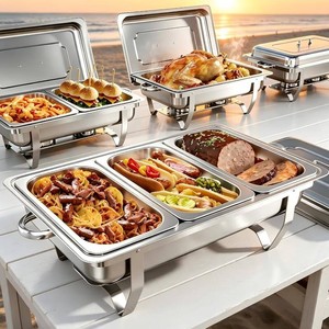 $155 Amhier Chafing Dishes for Buffet, 9Qt, 4 Pack, Silver