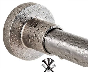 BRIOFOX Tension Curtain Rod 43-73 Inches Brushed Nickel, Rustproof and Non-Slip and Heavy Duty Shower Curtain Rod for Window or Bathroom, 304 Stainless Steel