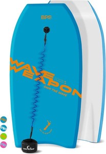 Wave Weapon Body Board for All Wave Conditions - Lightweight with EPS Core HDPE Slick Bottom Body Boards for Beach with Wrist Leash and Plug for Kids and Adults