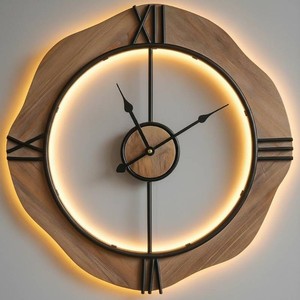 MASHI 20 Wall Clock with Night Light, Non-Ticking Silent Battery Operated