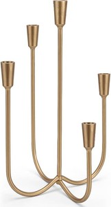 5-Candle Cast Iron Metal Candelabra, 17.7 Inch Candlestick Holders, Iron Tabletop Candelabra, Taper Candle Holders, Cast Iron Candelabra for Wedding, Table, Fireplace Mantel Decor