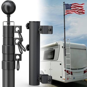 RV Ladder Flag Pole Kit with Holder, 10 FT Telescoping RV Flag Pole