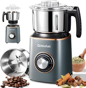 800g Grain Mill Grinder Powerful Electric Stainless Steel Spice Herb Grinder Machine with Detachable Bowl for Wheat, Nuts, Pepper and Coffee Beans