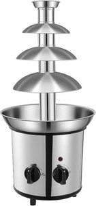 Chocolate Fountain Machine   Electric Stainless Steel Fondue Fountain, 4-Tier, 4-Pound Capacity for Chocolate, Candy, Butter & Cheese, Heated Bowl & Dual Controls