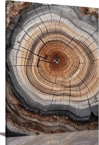 Tree Ring Wall Art Framed, Modern Nature Decor, Easy to Hang 16x24 Inch