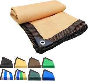 Sunblock Shade Cloth 90% for Garden Plants, Tear Resistant Sun Shading Net, 5ft 10ft 20ft 30ft 40ft 50ft Sunscreen Mesh for Deck Pergola Backyard Dog Kennel Camper Awning(Beige, 6x8)