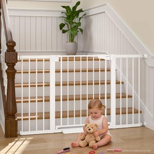 $118 Cumbor 30-54 Extra Wide Baby Gate for Stairs, Auto Close Dog Gate White