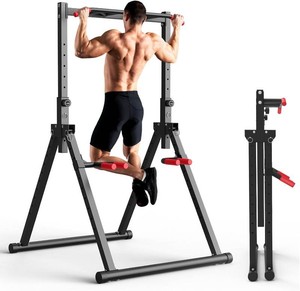 $160 SERTT Foldable Power Tower Dip Station for Pull Ups, Dips & Push Ups, Upgraded Free Standing Pull Up Bar Station, Multi-function Workout Equipment for Home Gym Strength Training, Support 440LBS