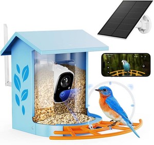 Bird Feeder with Camera Smart Solar Powered Birds Feeder with 1080P FHD, Auto Motion Detect & Notify, AI Identify 11000 Bird Species Identification & 3W Solar Panel, (with Solar Panel)