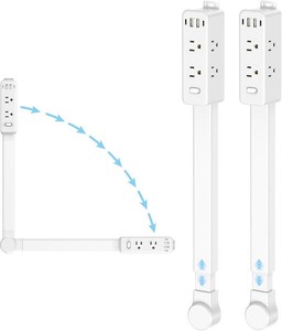 Olcorife Outlet Extender Stick, Power Strip with 6 Outlets & 4 USB Ports, Extends 22-34, Rotates 180 (90  per Side), Home Dorm Essential for Nightstand, Couch and Desk (Pack of 2)