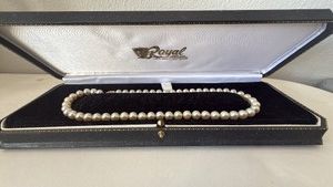 Vintage Cultured-Style Pearl Necklace with Ornate Gold-Tone Clasp