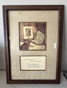 Framed Norman Rockwell Photograph & Autograph Display