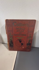 Vintage Colliers World Atlas & Gazetteer  1930s  Christmas 1936 Inscription