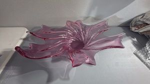 Mid Century Modern Vintage Pink Art Glass Centerpiece Bowl