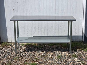 Uline H6911 Stainless Steel Work Table with Lower Storage Shelf, 60 Inches