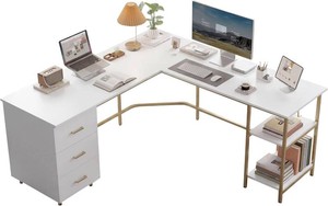 $179 Techni Mobili 59 L-Shaped Desk, Gold