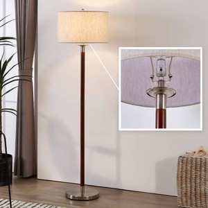 $120 Walnut Brown Modern Floor Lamp, Dimmable