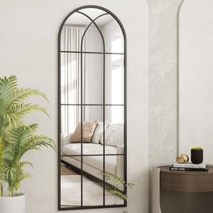 Dewfig Arched Floor Mirror, 65x22, Black