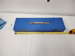 Blue Metal Tool Box - 22 in. Hinged Lid with Dual Latches, Empty