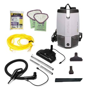 $858 ProTeam ProVac FS 6 Commercial Backpack Vacuum with Power Nozzle Tool Kit, 6 Quart, Gray