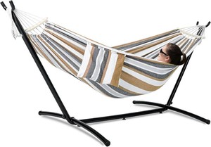 GAFETE Double Hammocks with Stand for Outside, Max 600lbs, (Coffee)