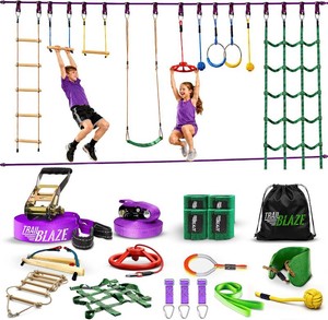 $190 Ninja Warrior Obstacle Course Kids Outside - 2x55ft Backyard Slackline