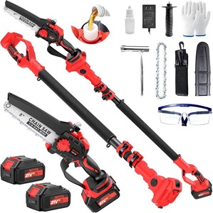 $120 2-in-1 Cordless Pole Saw, 8 Inch Mini Chainsaw, 6.6-Ft Electric Pole Saws