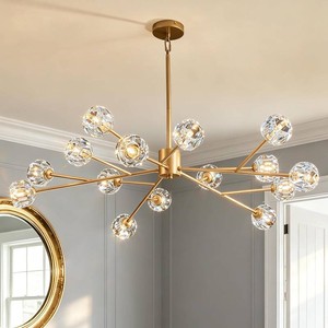 $249 Gold Sputnik Chandeliers for Dining Room Light Fixture Over Table, Modern Crystal Chandeliers, 43 15 Lights Gold Lighting Fixtures for Living Room Kitchen Island