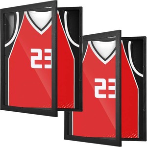 1 PCS 16 x 20 T Shirt Display Frame, Usable Space Shadow Box, Black Wood T-Shirt Frame with Uv Protection Acrylic for Football Baseball Basketball Jerseys