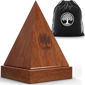 YF&CO SIGNATURES Premium Walnut Handcrafted Wooden Urn for Human Ashes Adult   Pyramid Memorial Ashes Holder for Men & Women   urn for Human Ashes - 220 lbs Capacity Decorative Remembrance Piece