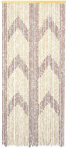 Boho Bamboo Wood Beaded Curtain, 36x79 Inch Beige Brown Chevron Pattern 45 Strands, Handmade Eco-Friendly Room Divider for Doorway Wall Hanging Party Backdrop