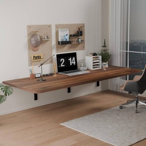 $139 IAE 48x22in Floating Fold Desk,Wall-Mounted Folding Computer Table,Walnut