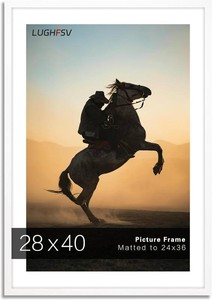 28x40 Picture Frame for Wall, Poster Frame 24x36 with Mat or 28x40 without Mat, Horizontal and Vertical for Wall Mounting, Home Office Decoration