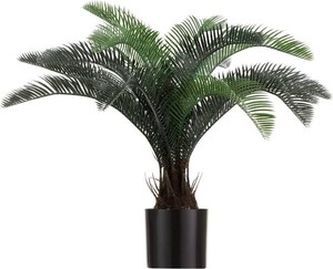 Nearly Natural 20 Artificial Cycas Plant(18 Leaves) Fake Revoluta Sago Palm Tree for Indoor Home Garden Office Store Floor Decoration, with Black Pot