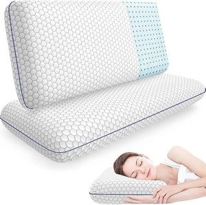 CushyOasis Memory Foam Pillows for Side, Back and Stomach Sleepers, Set of 2, Bed Pillow with Washable Cover and Breathable Mesh, Bed Pillow for Sleeping (Grey King Size)
