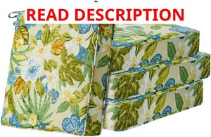Unimatta Square Corner Seat Cushions, 19 x 19 x 3, Set of 4, Indoor Outdoor Water Repellent Universal Chair Pads with Ties for Patio Furniture, Garden Dining Chairs, Blue Flower
