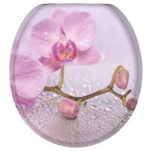 Sanilo 321 Round Wood Adjustable Toilet Seat with No Slam, Soft Close Lid, Stainless Steel Hinges, and Unique Decorative Design, Flowers Blooming