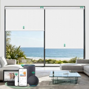 Allesin Smart Motorized Blinds with Remote  Zigbee Blackout Roller Shades, No Hub Needed, Alexa & App Controlled for Indoor Windows (White, 38 W x 72 H)